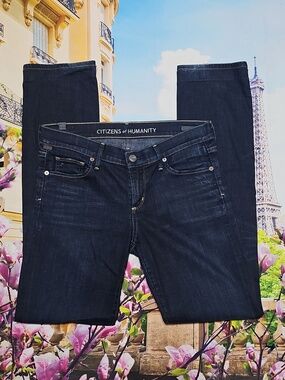 Citizens Of Humanity Low Waist Dark Indigo Straight Jeans Size 28
